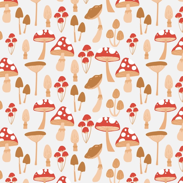 Hand drawn mushroom pattern