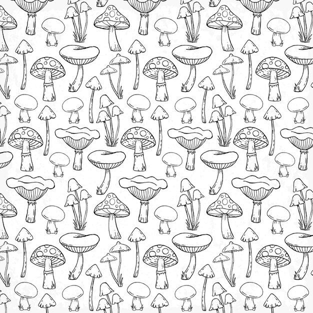 Hand drawn mushroom pattern