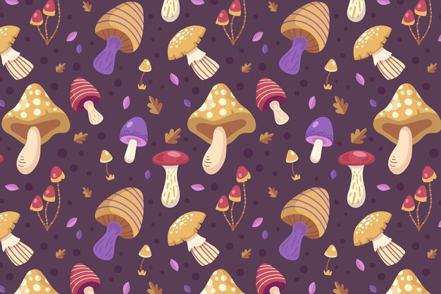 Hand drawn mushroom pattern