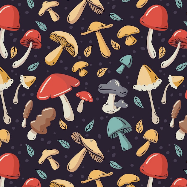 Hand drawn mushroom pattern