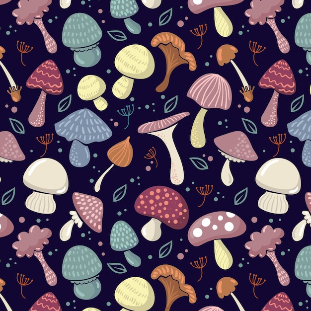 Hand drawn mushroom pattern