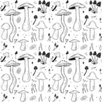 Free vector hand drawn mushroom pattern