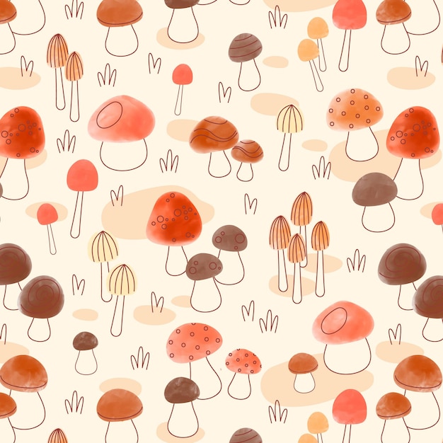 Hand drawn mushroom pattern