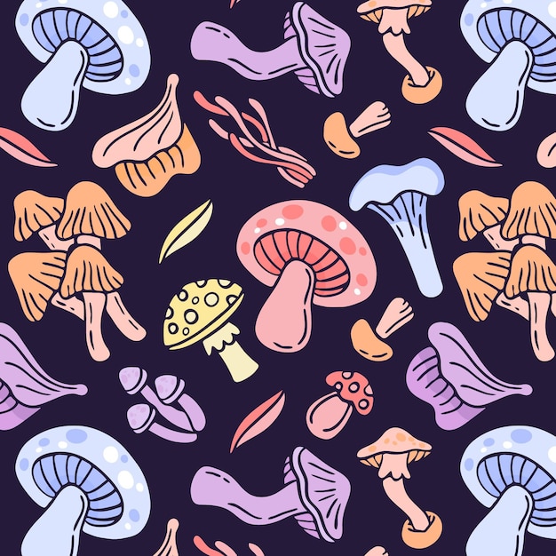 Hand drawn mushroom pattern