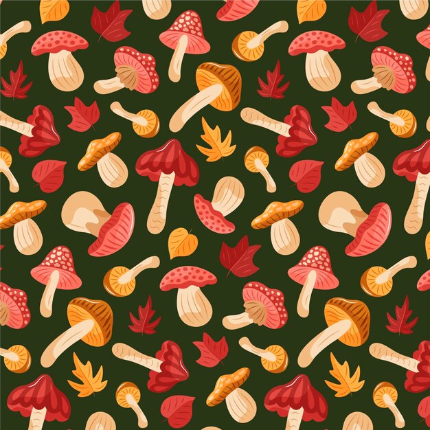 Free vector hand drawn mushroom pattern