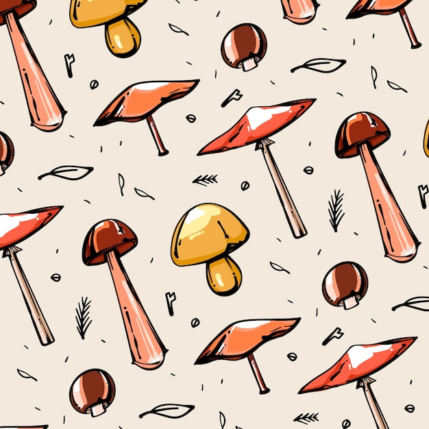 Hand drawn mushroom pattern