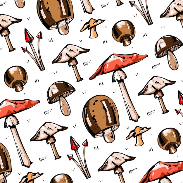 Hand drawn mushroom pattern