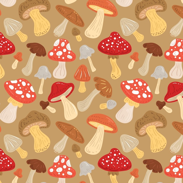 Free vector hand drawn mushroom pattern