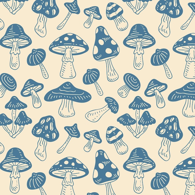 Hand drawn mushroom pattern