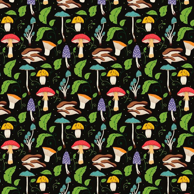 손으로 그린 된 버섯 패턴