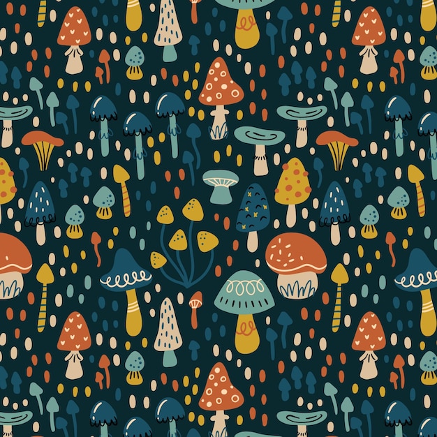 Hand drawn mushroom pattern