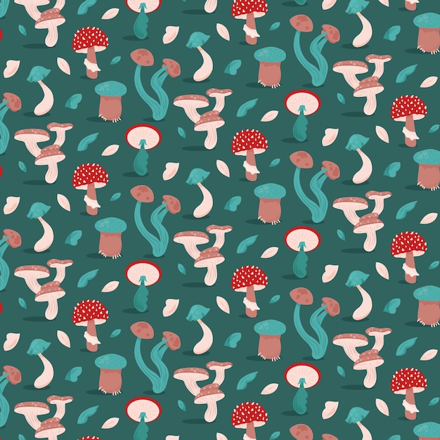 Free vector hand drawn mushroom pattern