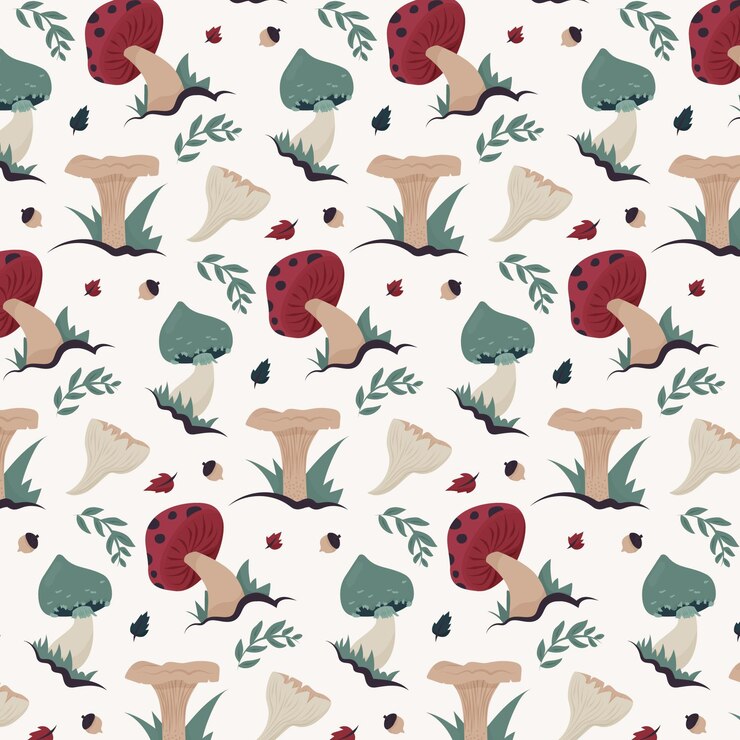 Free Vector hand drawn mushroom pattern