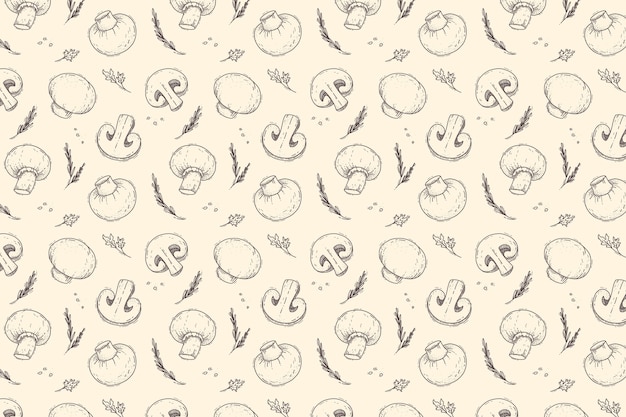 Hand drawn mushroom pattern