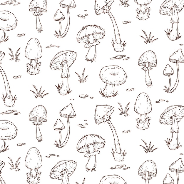 Hand drawn mushroom pattern