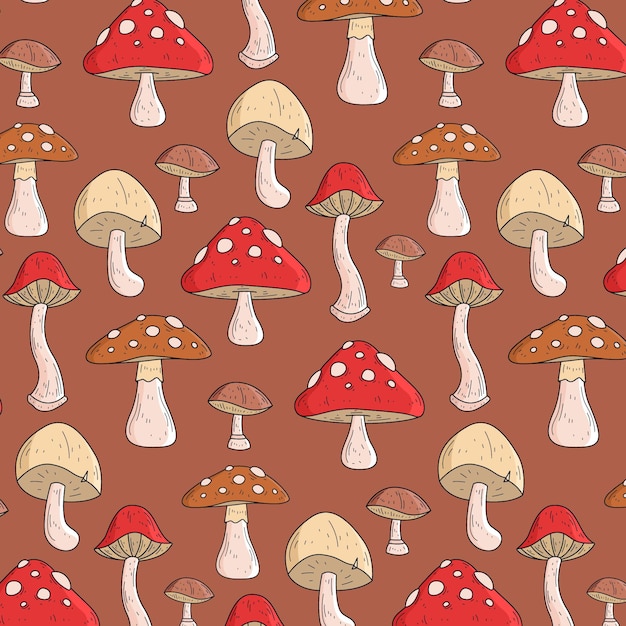 Hand drawn mushroom pattern