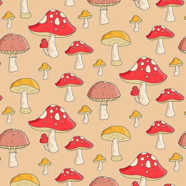 Hand drawn mushroom pattern