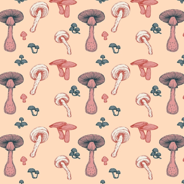 Hand drawn mushroom pattern