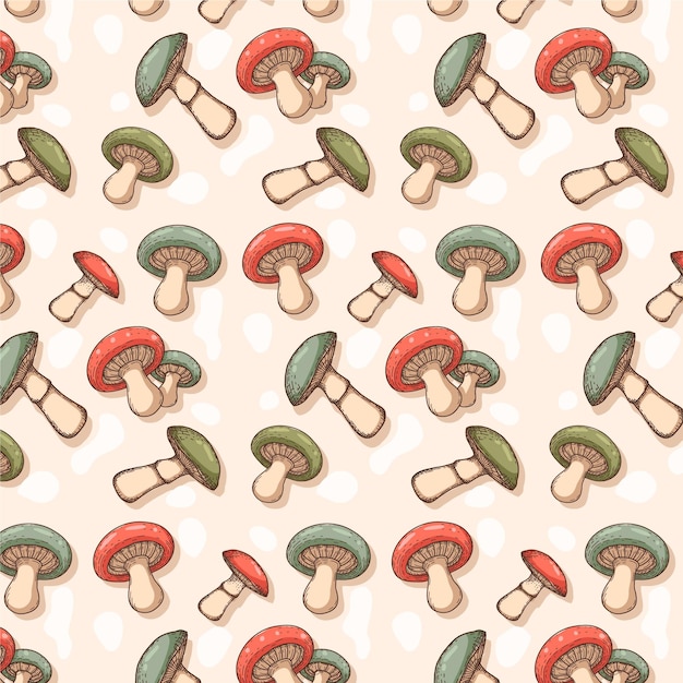 Free vector hand drawn mushroom pattern