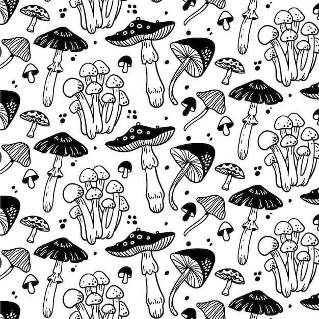 Hand drawn mushroom pattern