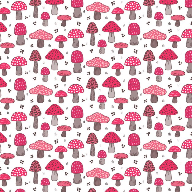 Hand drawn mushroom pattern