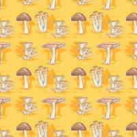 Free vector hand drawn mushroom pattern