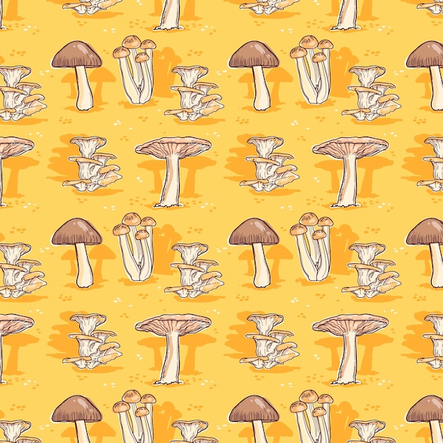 Hand drawn mushroom pattern