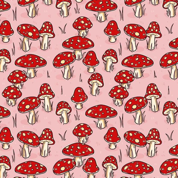 Hand drawn mushroom pattern