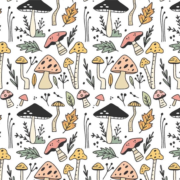 Hand drawn mushroom pattern