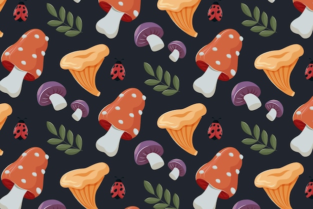 Hand drawn mushroom pattern