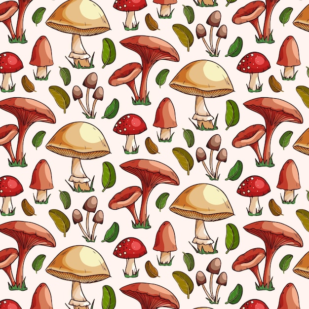 Free vector hand drawn mushroom pattern