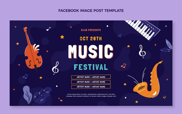 手描きの音楽祭のFacebookの投稿