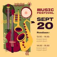 Free vector hand drawn music festival illustration