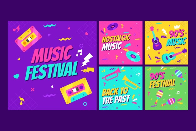 hand drawn music festival instagram posts