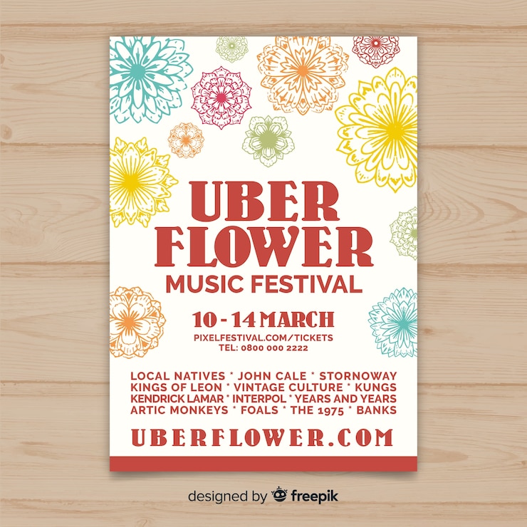 Free Vector hand drawn music festival poster template