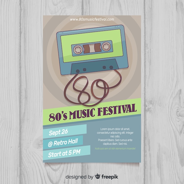 Free vector hand drawn music festival poster template