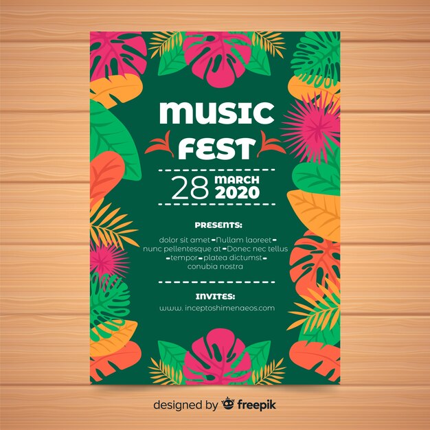 Hand drawn music festival poster template