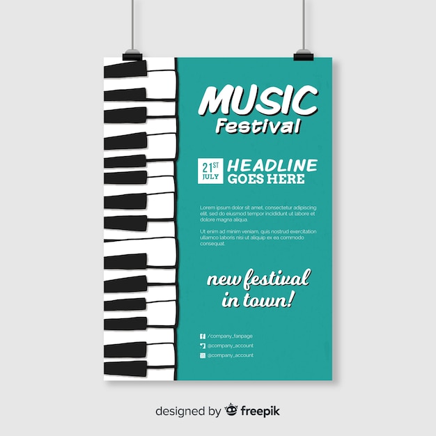 Free vector hand drawn music festival poster template