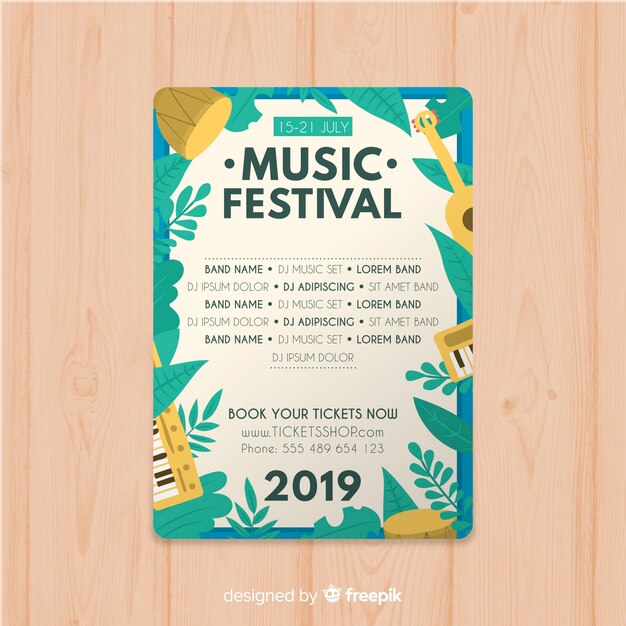 Hand drawn music festival poster template