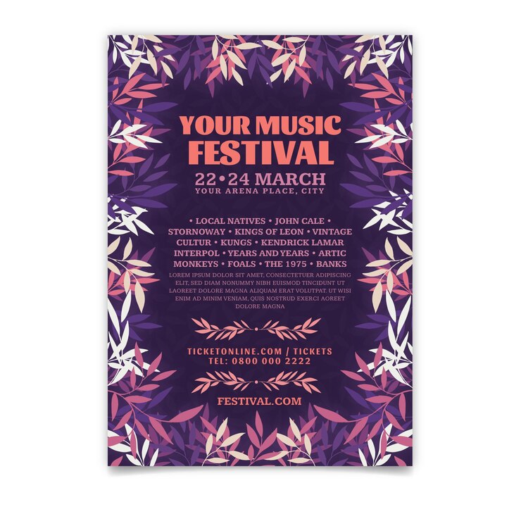 Free Vector hand drawn music festival poster template