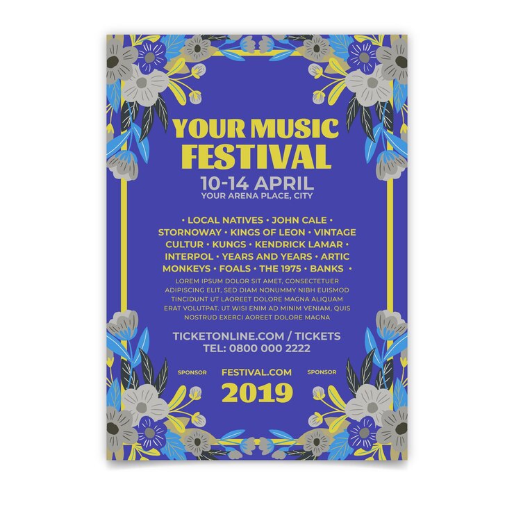 Free Vector hand drawn music festival poster template