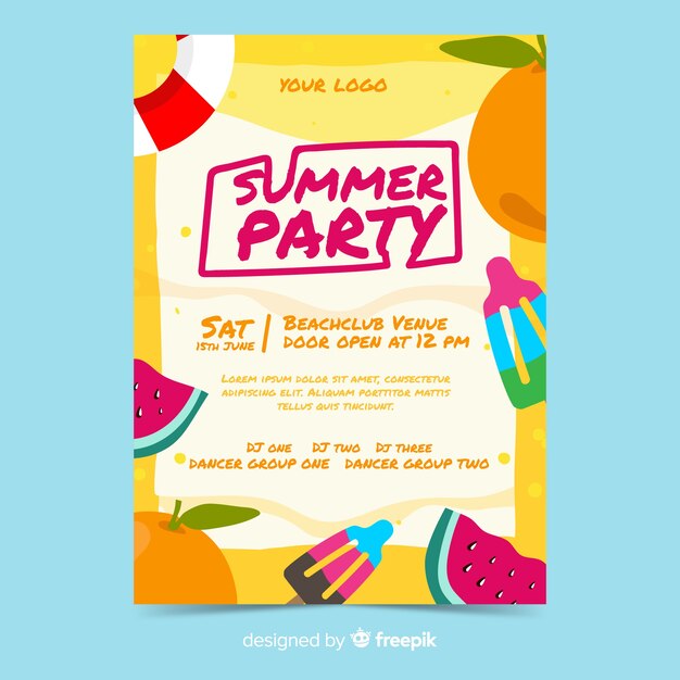 Hand drawn music festival poster template