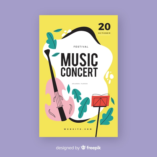 Free vector hand drawn music festival poster template