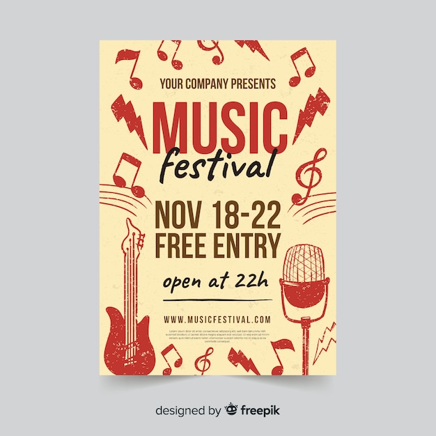 Hand drawn music festival poster