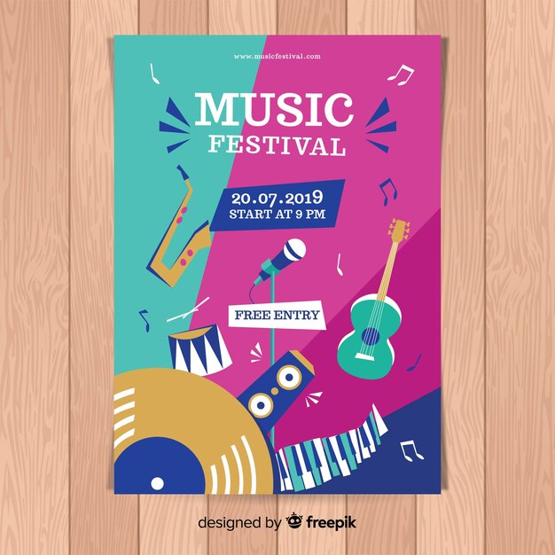 Free vector hand drawn music festival poster