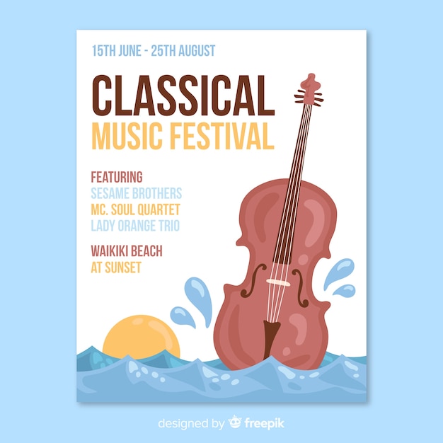 Free vector hand drawn music festival poster