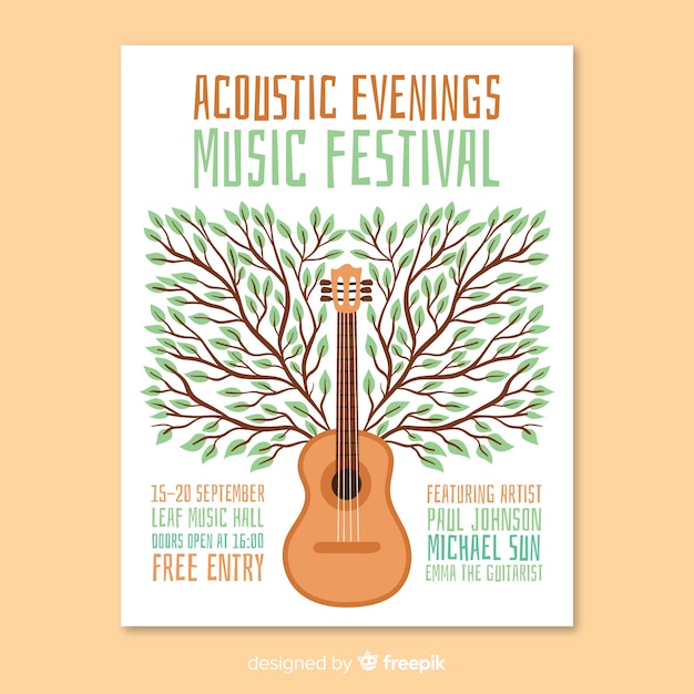 Free vector hand drawn music festival poster