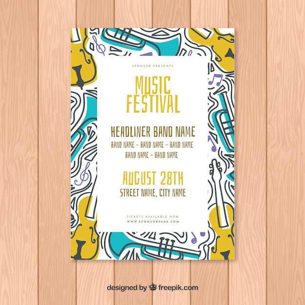 Hand drawn music festival poster