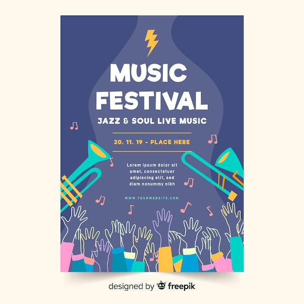 Free vector hand drawn music festival poster