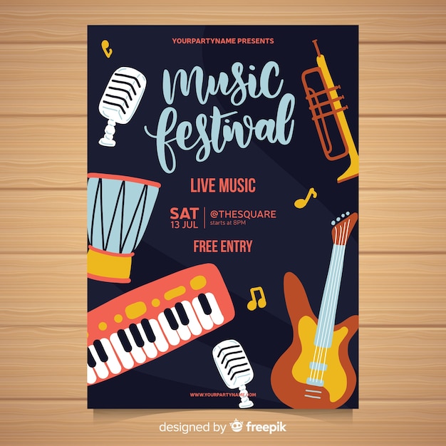 Hand drawn music festival poster